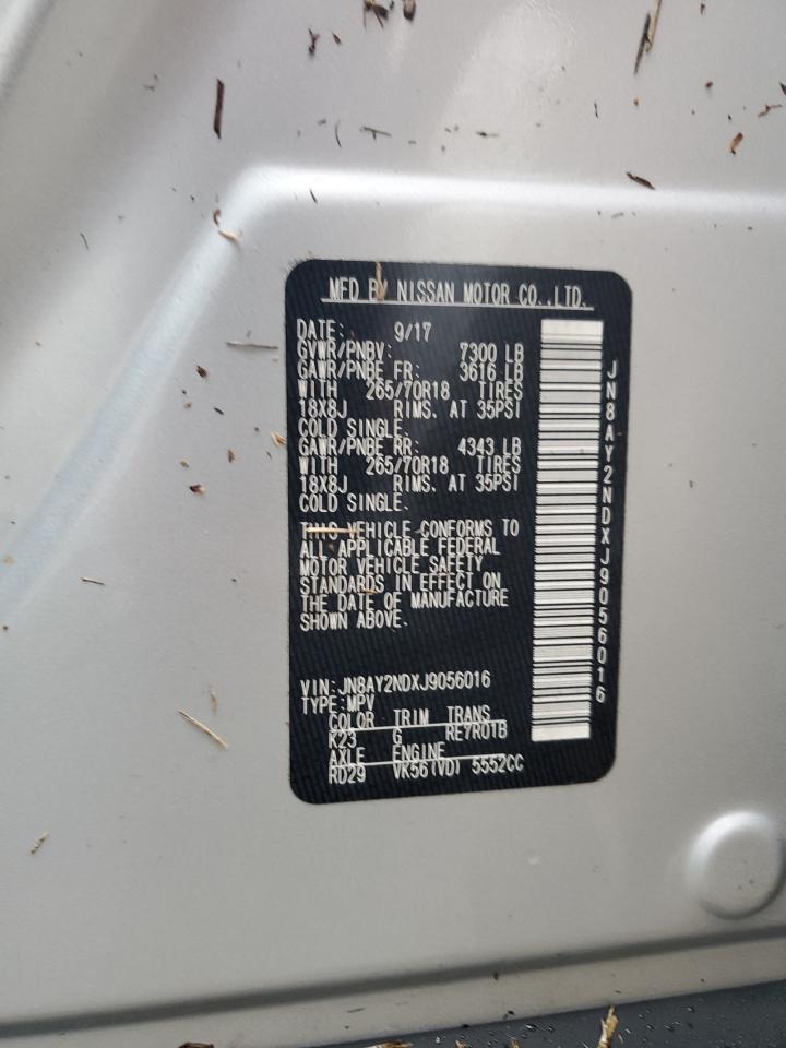2018 Nissan Armada VIN JN8AY2NDXJ9056016 Copart auction photo, water/flood damage thumbnail 13