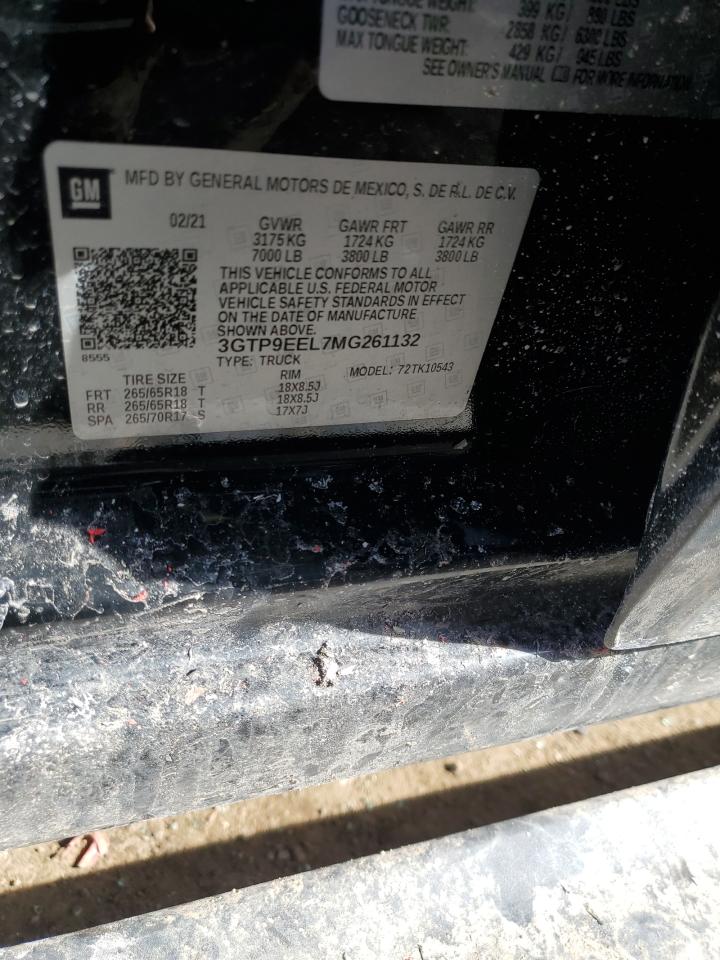 2021 GMC Sierra VIN 3GTP9EEL7MG261132 Copart auction photo, undercarriage / all over damage thumbnail 12