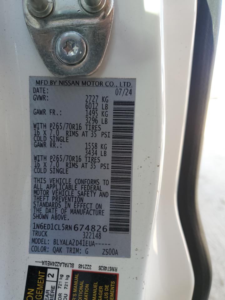 2024 Nissan Navara (Frontier) VIN 1N6ED1CL5RN674826 Copart auction photo, front end damage thumbnail 12