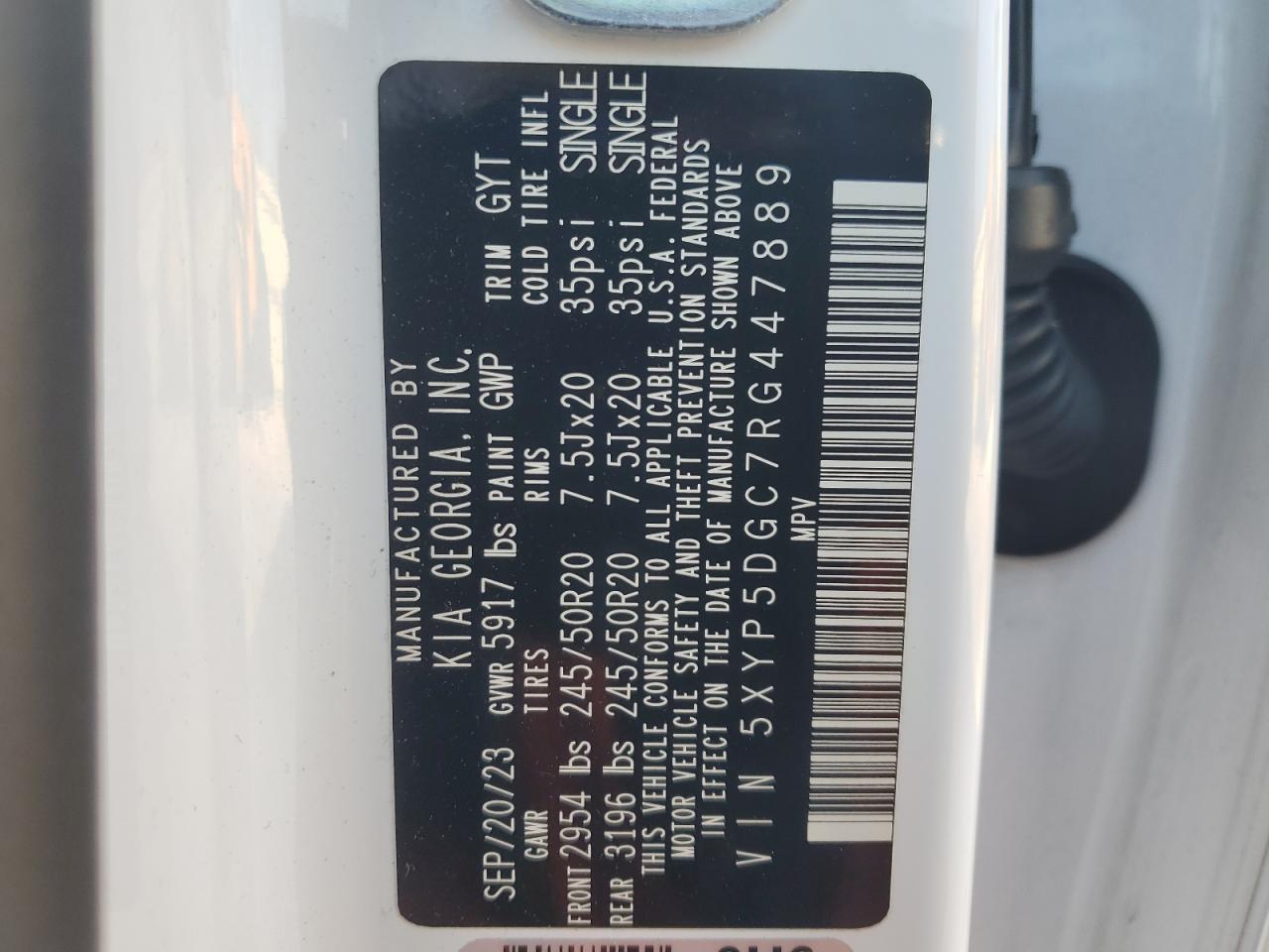 2024 KIA Telluride VIN 5XYP5DGC7RG447889 Copart auction photo, side / front end damage thumbnail 14
