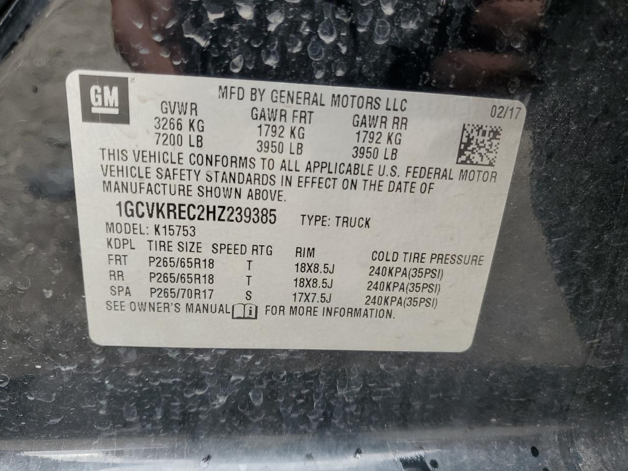 2017 Chevrolet Silverado VIN 1GCVKREC2HZ239385 Copart auction photo, front end damage thumbnail 12