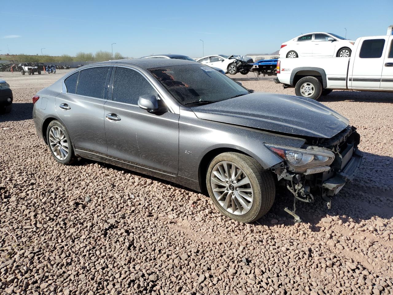 2020 Infiniti Q50 VIN JN1EV7AP6LM205821 Copart auction photo, front end / side damage thumbnail 4