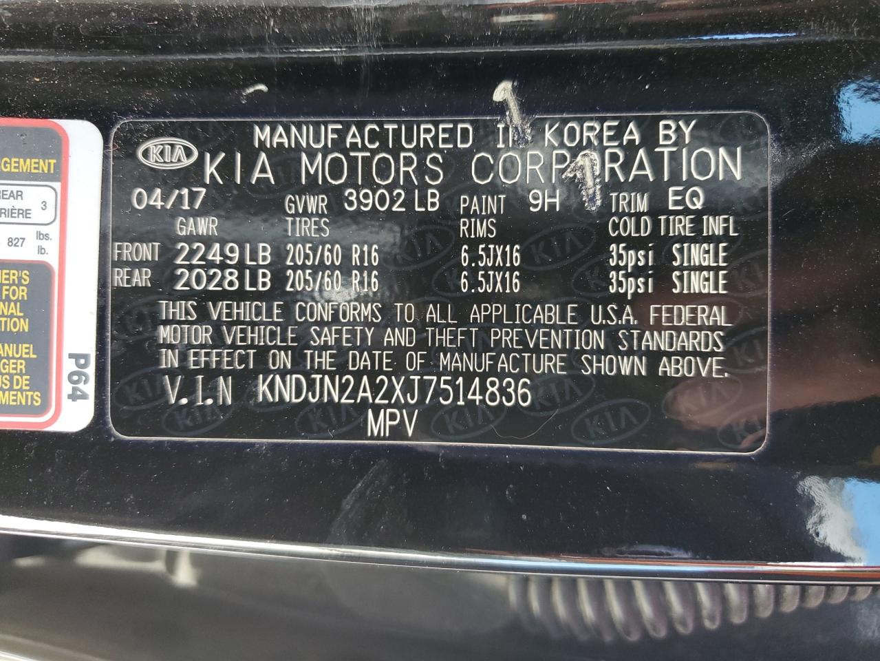 2018 KIA Soul VIN KNDJN2A2XJ7514836 Copart auction photo, front end damage thumbnail 13
