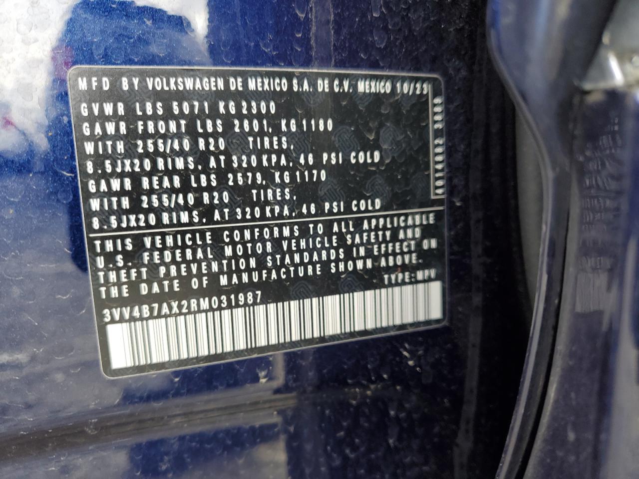 2024 Volkswagen Tiguan VIN 3VV4B7AX2RM031987 Copart auction photo, rollover / minor dent/scratches damage thumbnail 13