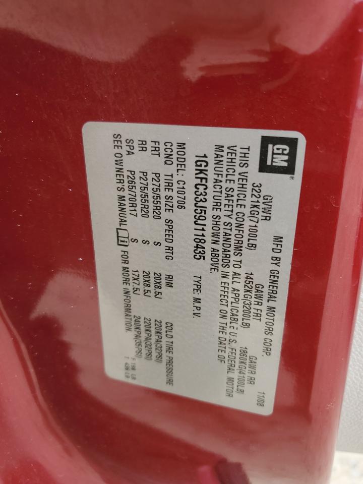 2009 GMC Yukon VIN 1GKFC33J59J118435 Copart auction photo, front end damage thumbnail 13