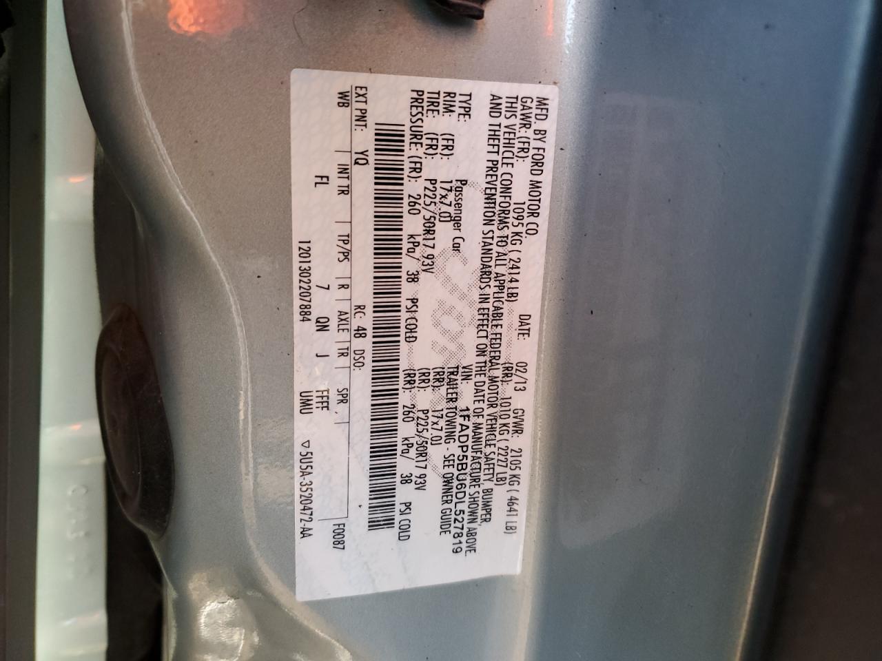 2013 Ford C-MAX VIN 1FADP5BU6DL527819 Copart auction photo, front end damage thumbnail 12