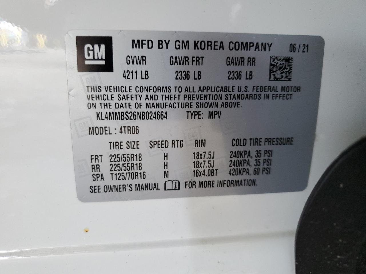 2022 Buick Encore VIN KL4MMBS26NB024664 Copart auction photo, front end / side damage thumbnail 13