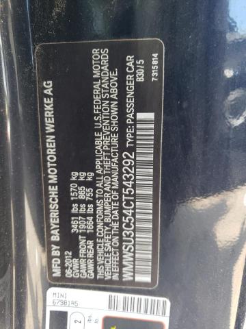2012 MINI Cooper VIN WMWSU3C54CT543292 Copart auction photo, normal wear / minor dent/scratches damage thumbnail 12