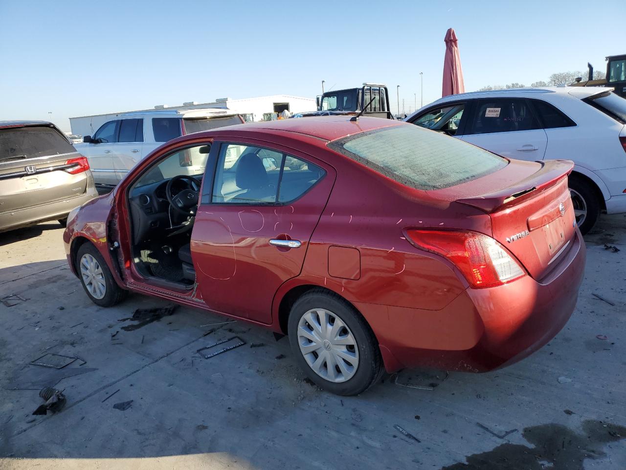 2014 Nissan Versa VIN 3N1CN7AP6EL808370 Copart auction photo, side damage thumbnail 2