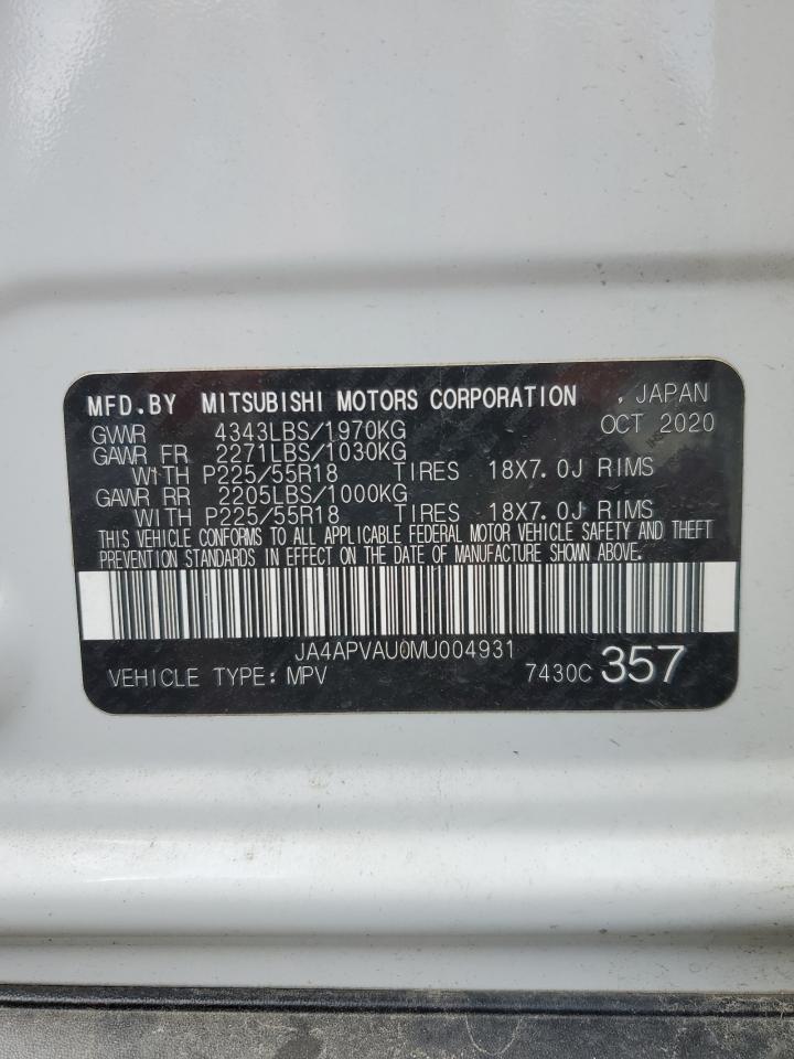 2021 Mitsubishi Outlander VIN JA4APVAU0MU004931 Copart auction photo, front end damage thumbnail 13