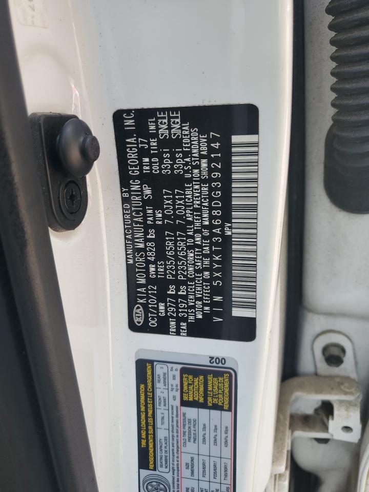 2013 KIA Sorento VIN 5XYKT3A68DG392147 Copart auction photo, minor dent/scratches damage thumbnail 13