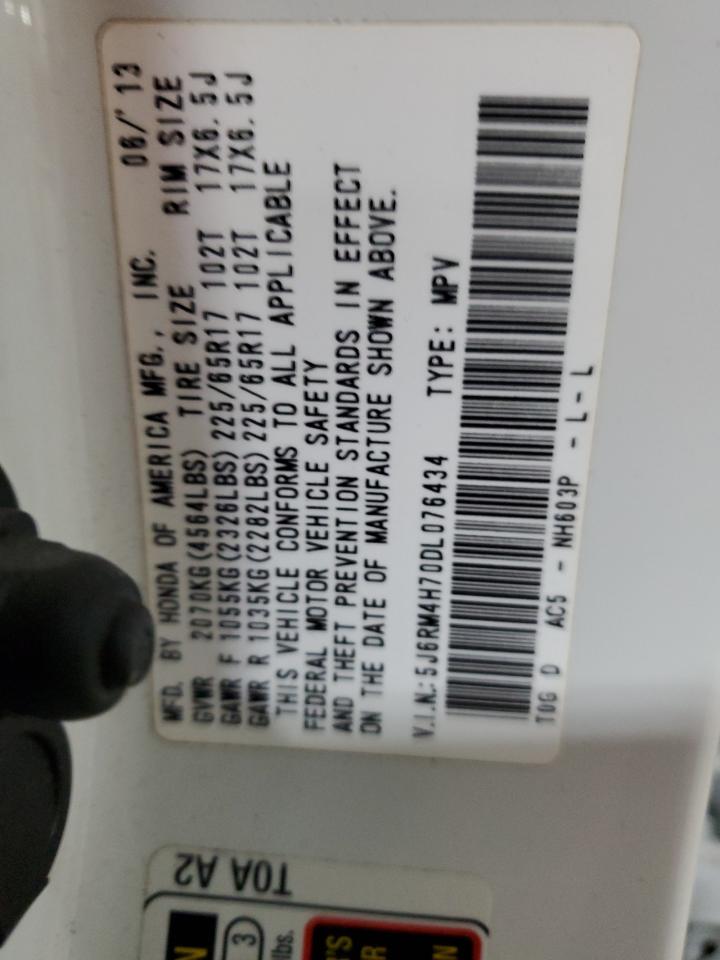 2013 Honda CR-V VIN 5J6RM4H70DL076434 Copart auction photo, front end damage thumbnail 13
