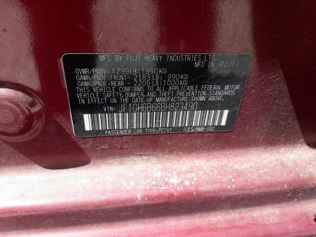 2011 Subaru Impreza VIN JF1GH6B66BH823490 Copart auction photo, front end / side damage thumbnail 12