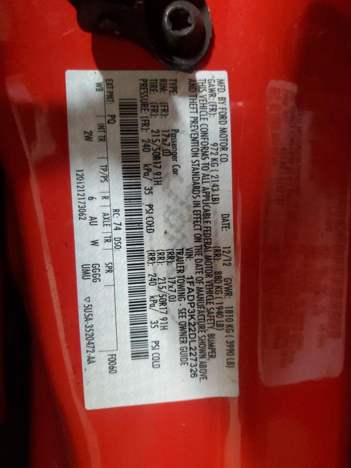 2013 Ford Focus VIN 1FADP3K22DL227326 Copart auction photo, side damage thumbnail 14