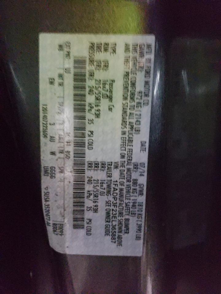 2014 Ford Focus VIN 1FADP3F23EL365887 Copart auction photo, front end / undercarriage damage thumbnail 12