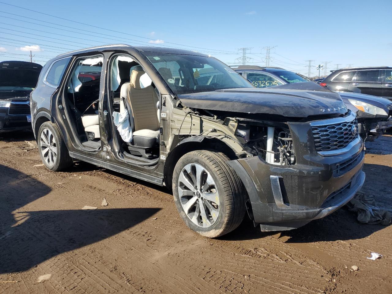 2021 KIA Telluride VIN 5XYP64HC8MG143412 Copart auction photo, side / front end damage thumbnail 4