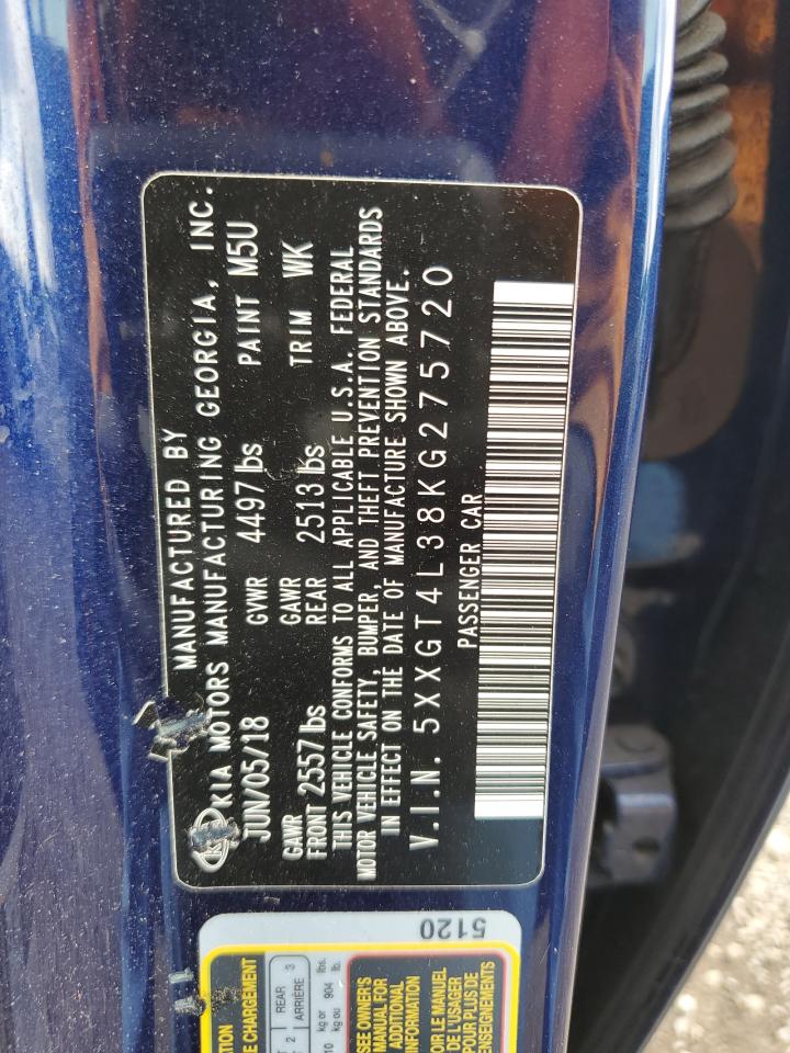 2019 KIA Optima VIN 5XXGT4L38KG275720 Copart auction photo, biohazard/chemical damage thumbnail 13