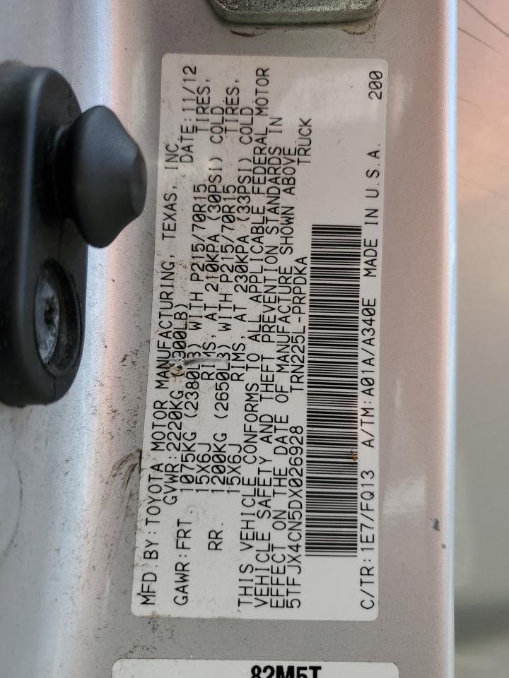 2013 Toyota Tacoma VIN 5TFJX4CN5DX026928 Copart auction photo, front end damage thumbnail 14
