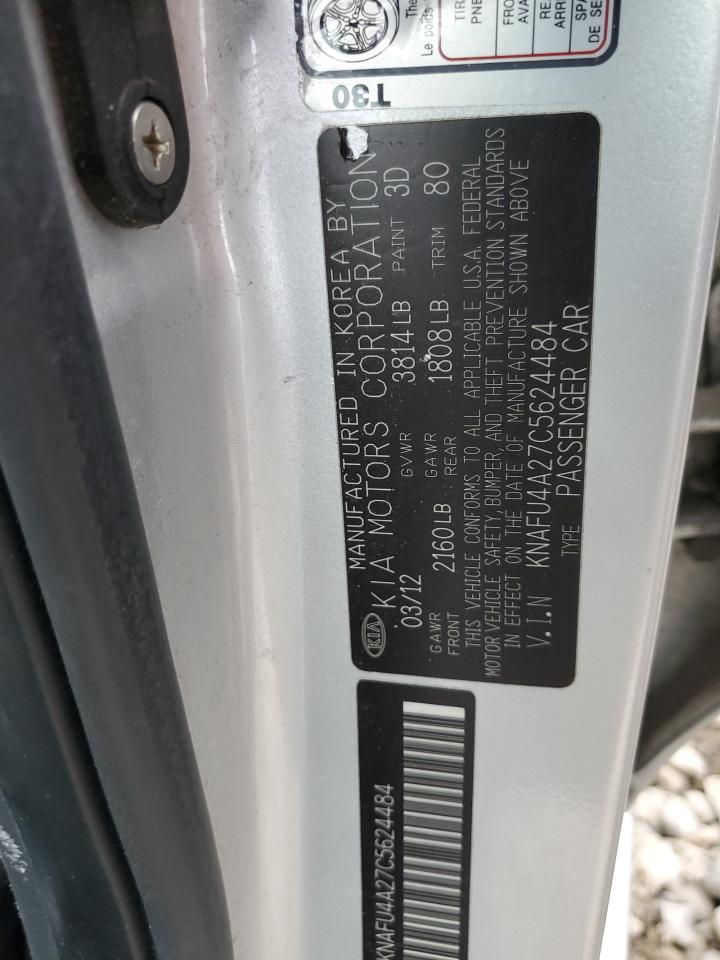 2012 KIA Forte VIN KNAFU4A27C5624484 Copart auction photo, rear end damage thumbnail 12