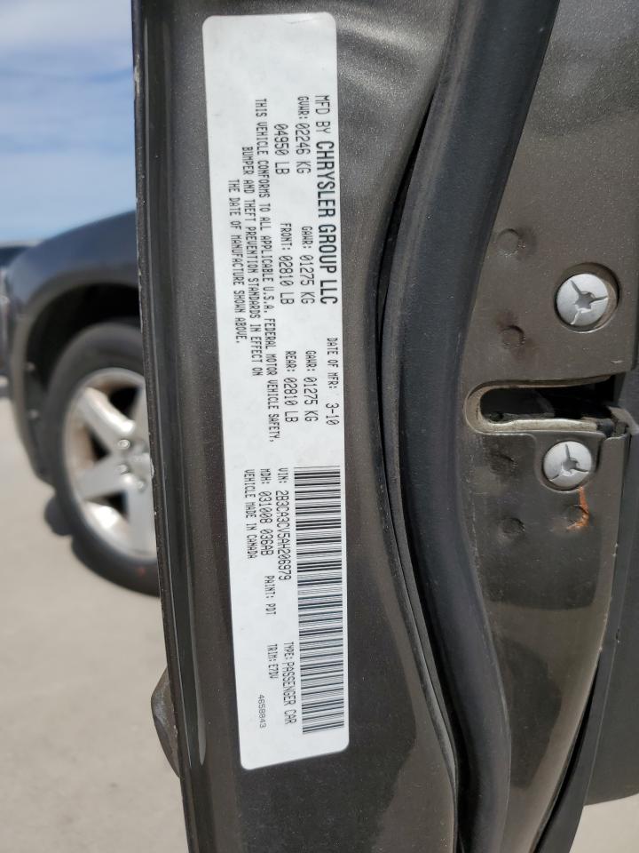 2010 Dodge Charger VIN 2B3CA3CV5AH206979 Copart auction photo, hail damage thumbnail 12