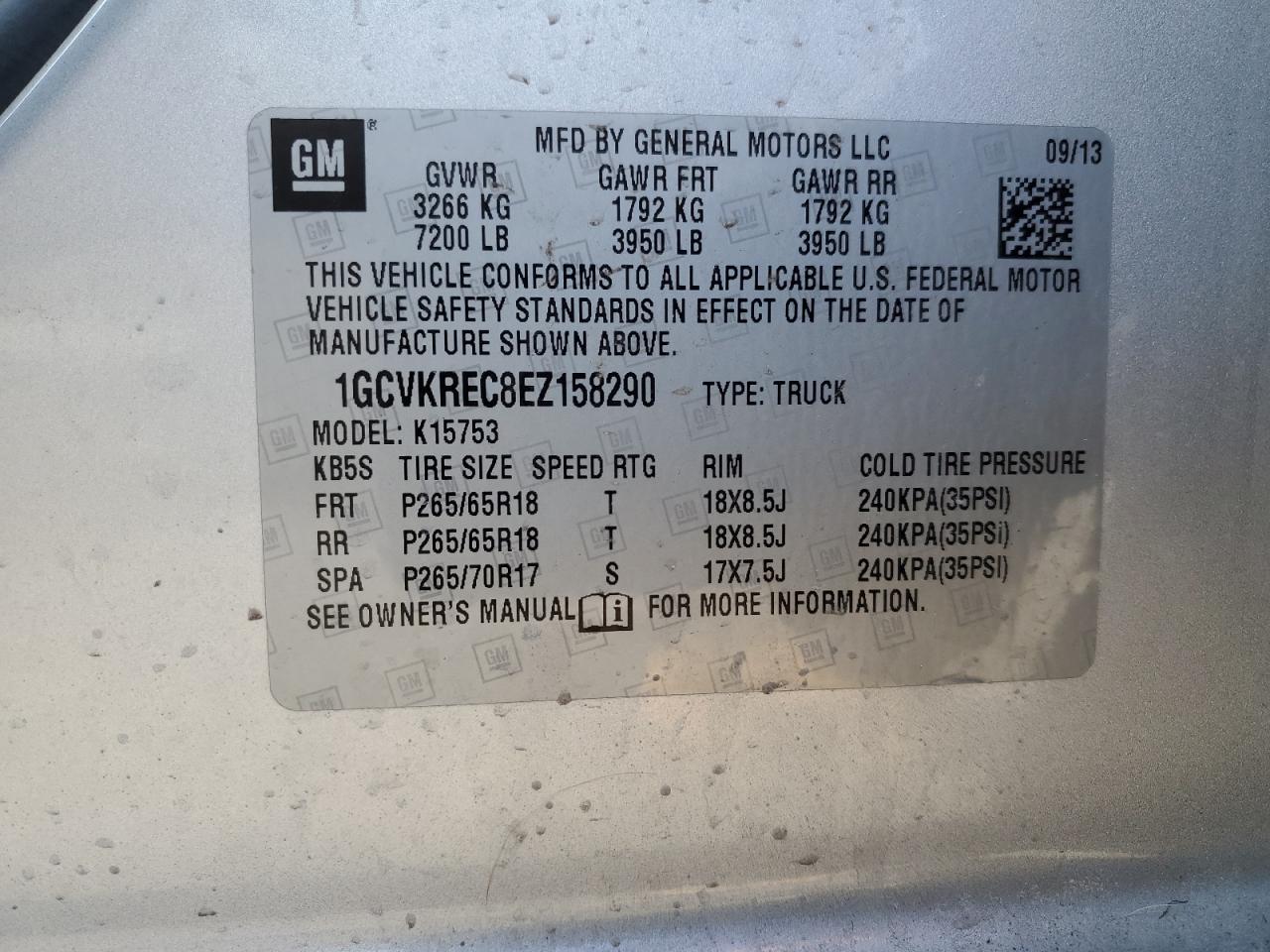 2014 Chevrolet Silverado VIN 1GCVKREC8EZ158290 Copart auction photo, front end damage thumbnail 14