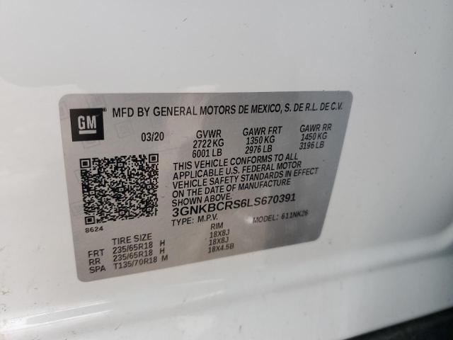 2020 Chevrolet Blazer VIN 3GNKBCRS6LS670391 Copart auction photo, rear end / front end damage thumbnail 12