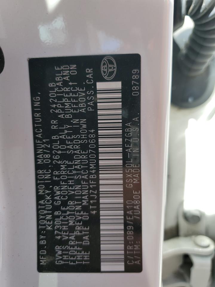 2021 Toyota Avalon VIN 4T1JZ1FB4MU070684 Copart auction photo, front end / minor dent/scratches damage thumbnail 13