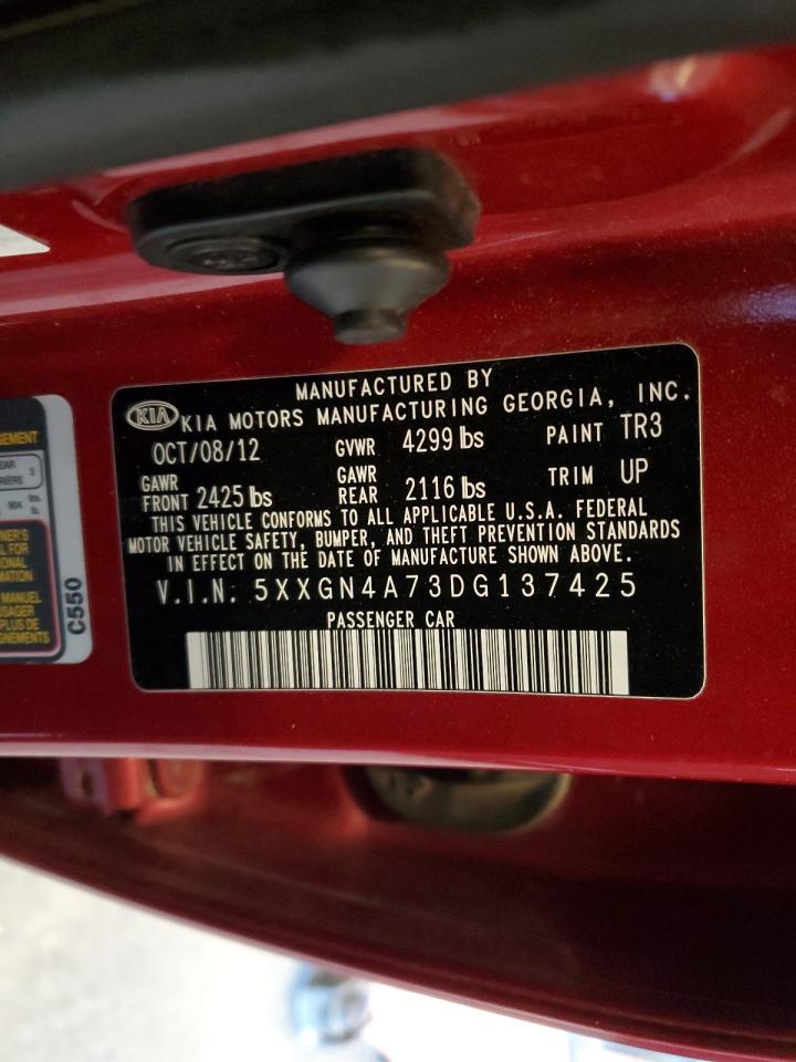 2013 KIA Optima VIN 5XXGN4A73DG137425 Copart auction photo, front end damage thumbnail 12