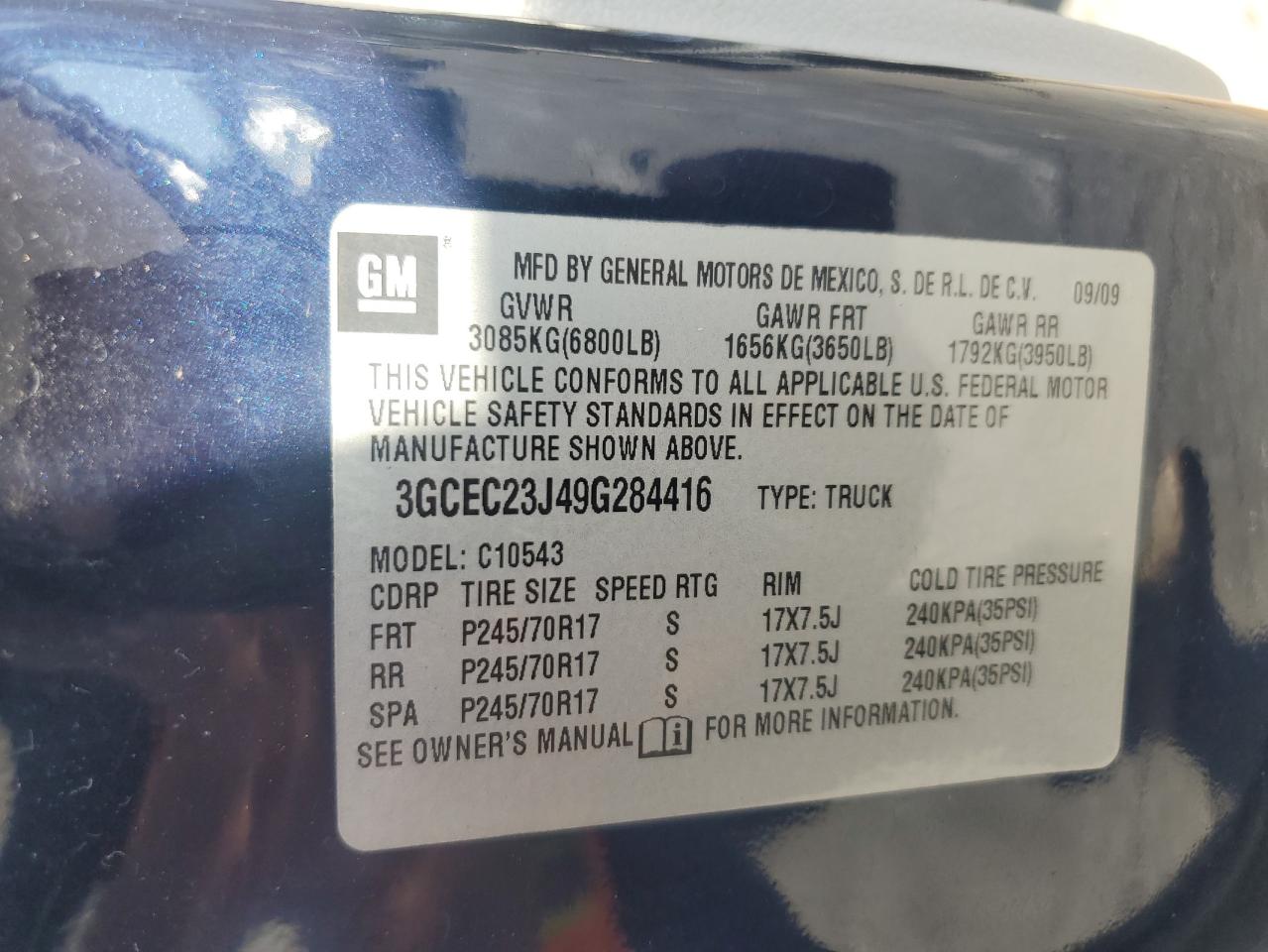 2009 Chevrolet Silverado VIN 3GCEC23J49G284416 Copart auction photo, all over damage thumbnail 14