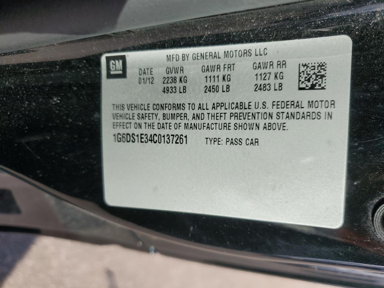 2012 Cadillac CTS VIN 1G6DS1E34C0137261 Copart auction photo, front end damage thumbnail 14
