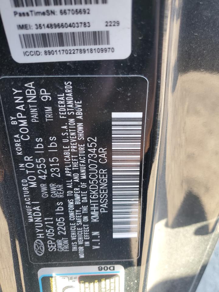 2012 Hyundai Genesis VIN KMHHT6KD5CU073452 Copart auction photo, front end damage thumbnail 13