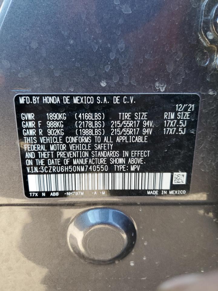 2022 Honda HR-V VIN 3CZRU6H50NM740550 Copart auction photo, front end damage thumbnail 14