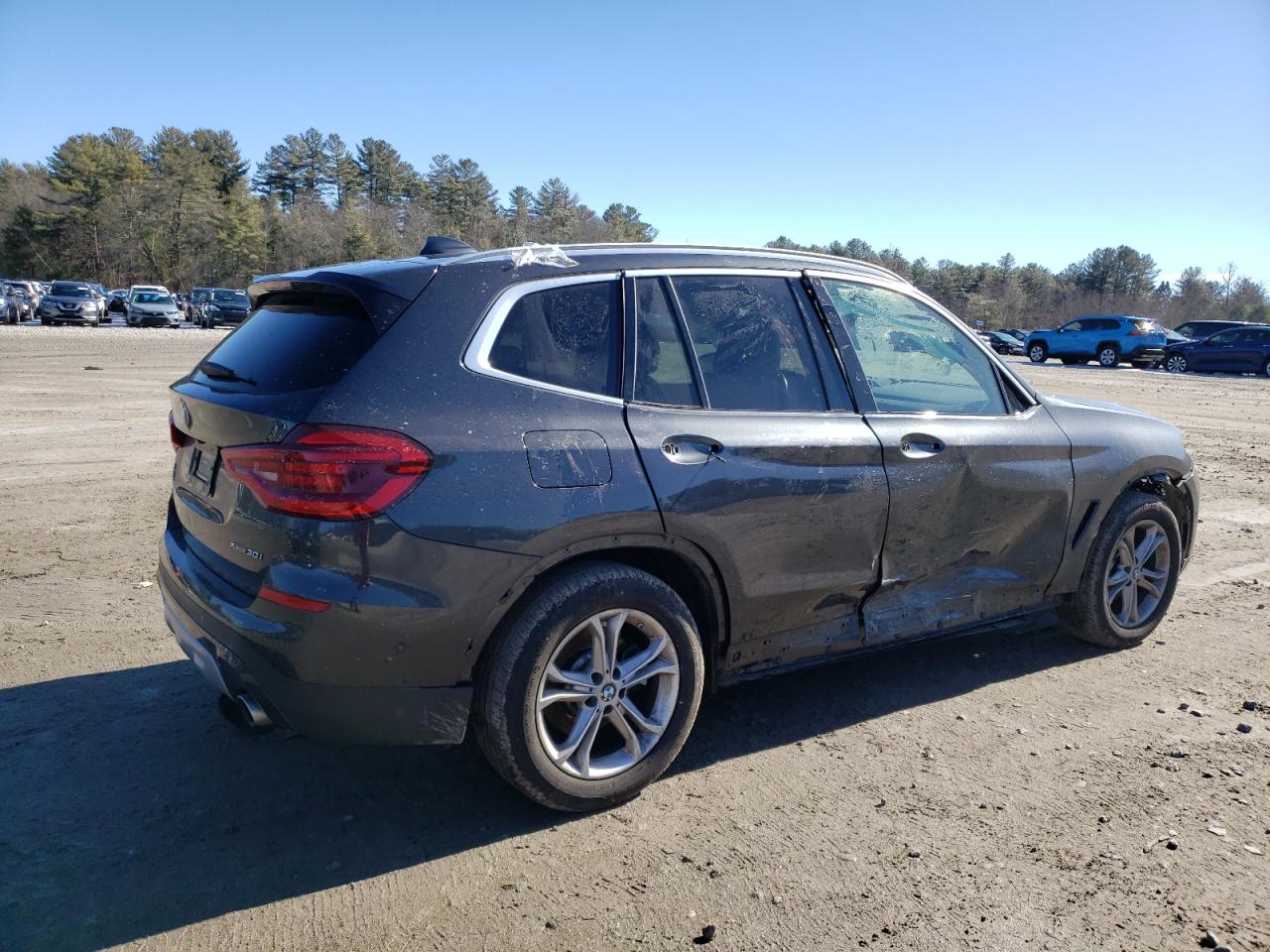 2021 BMW X3 VIN 5UXTY5C09M9H76242 Copart auction photo, side / front end damage thumbnail 3