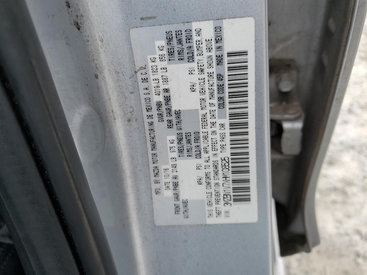 2017 Mazda 3 VIN 3MZBN1V7XHM108525 Copart auction photo, all over damage thumbnail 12