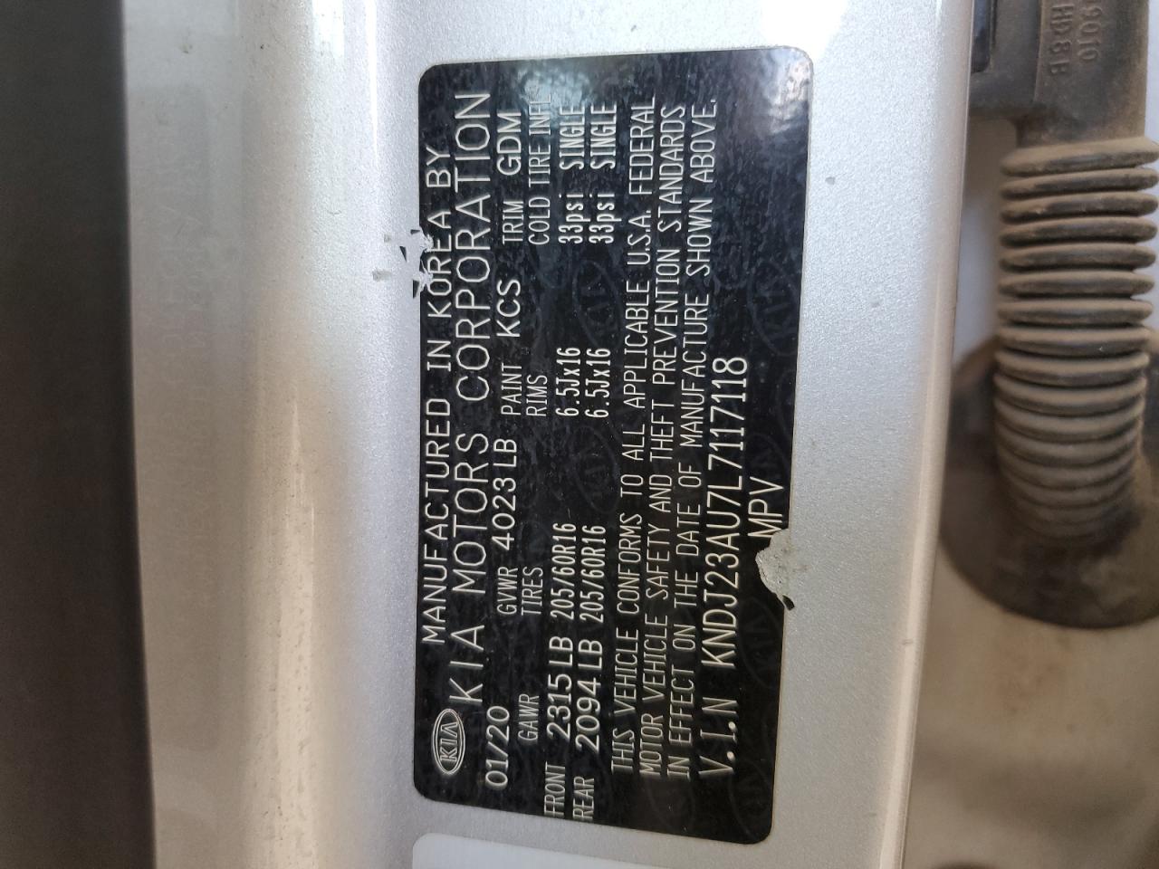 2020 KIA Soul VIN KNDJ23AU7L7117118 Copart auction photo, side / minor dent/scratches damage thumbnail 16