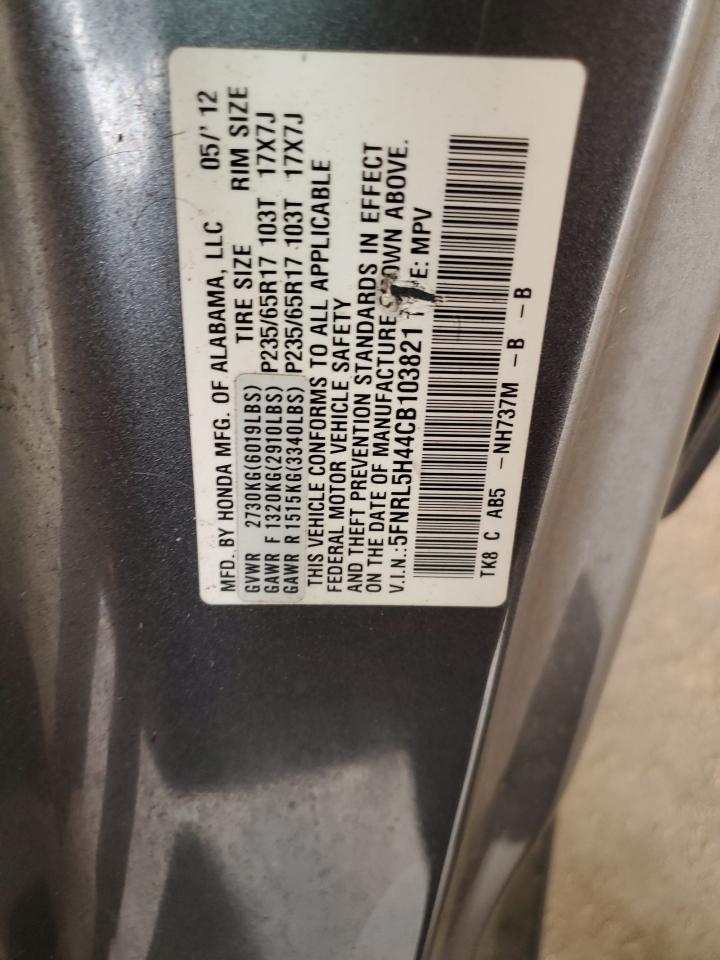 2012 Honda Odyssey VIN 5FNRL5H44CB103821 Copart auction photo, mechanical / hail damage thumbnail 13