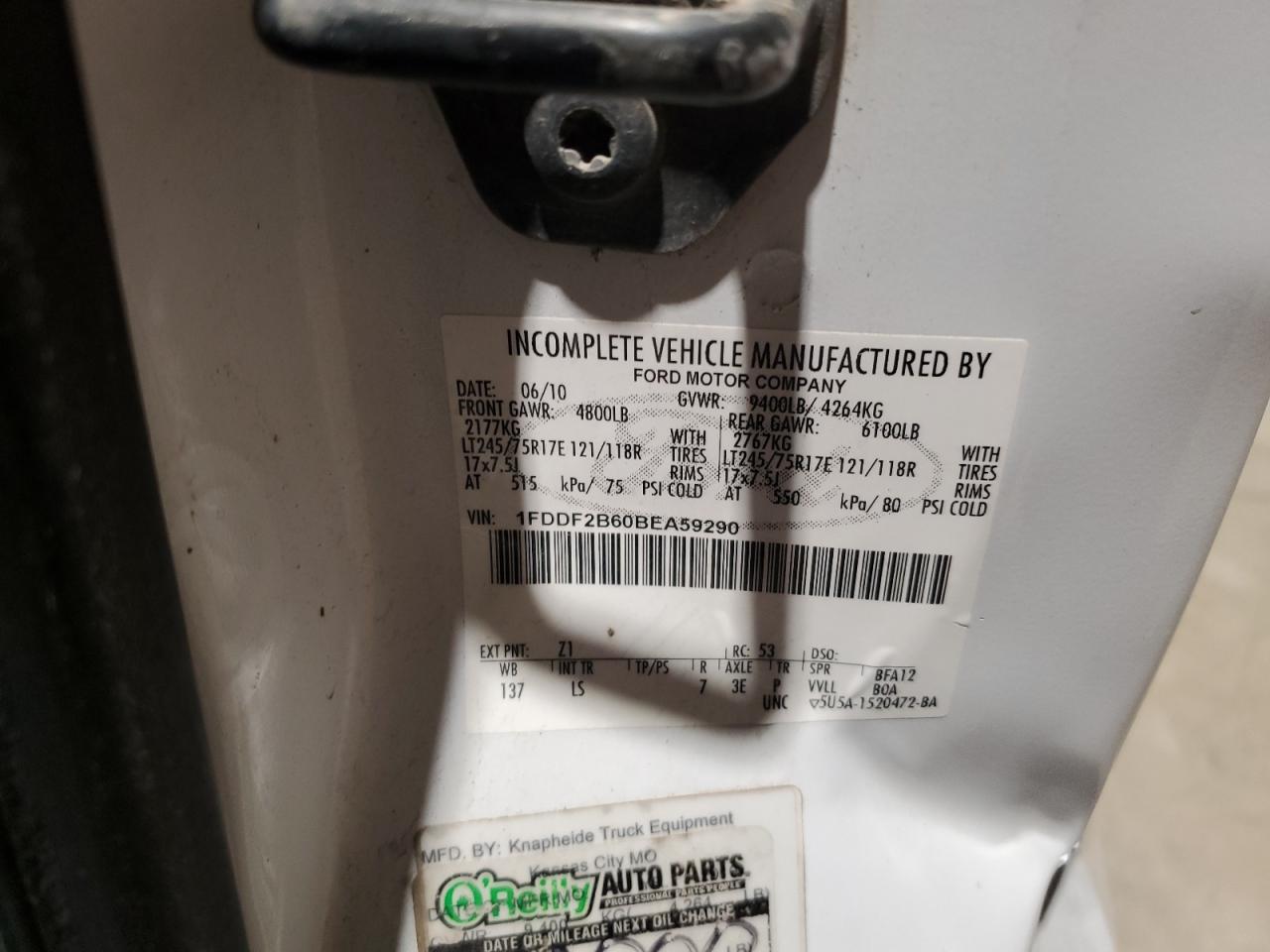 2011 Ford F250 VIN 1FDDF2B60BEA59290 Copart auction photo, all over damage thumbnail 14