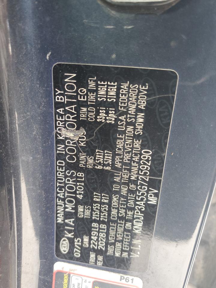 2016 KIA Soul VIN KNDJP3A55G7259290 Copart auction photo, mechanical / minor dent/scratches damage thumbnail 12