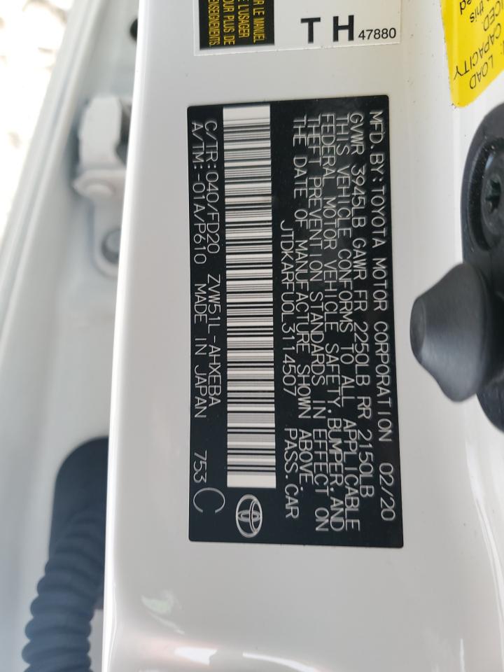 2020 Toyota Prius VIN JTDKARFU0L3114507 Copart auction photo, front end damage thumbnail 13