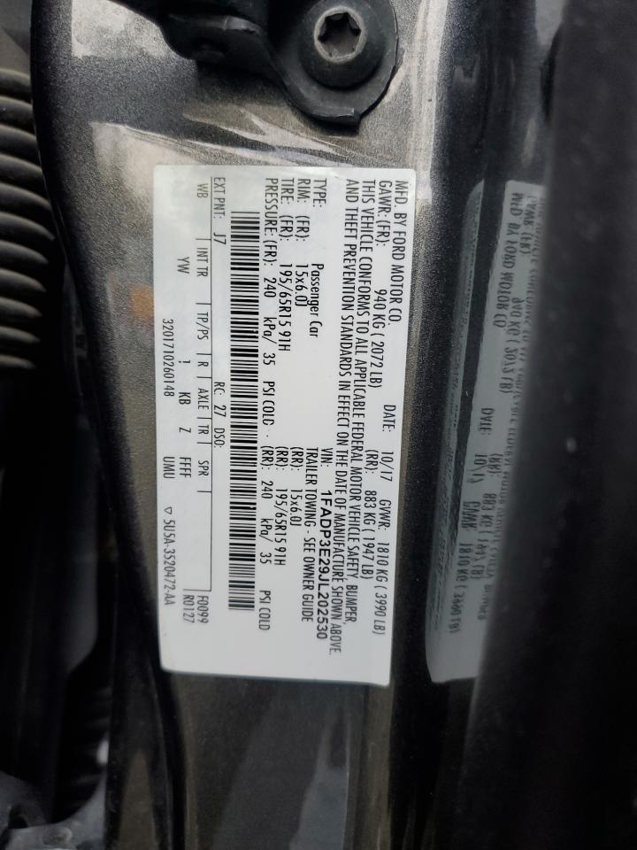 2018 Ford Focus VIN 1FADP3E29JL202530 Copart auction photo, rear end damage thumbnail 12