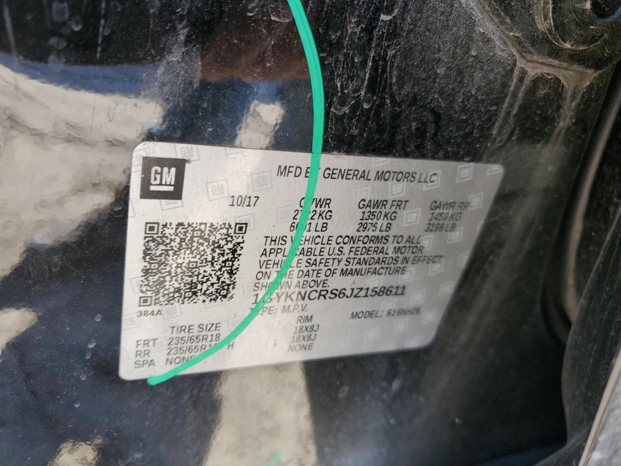2018 Cadillac XT5 VIN 1GYKNCRS6JZ158611 Copart auction photo, all over damage thumbnail 13