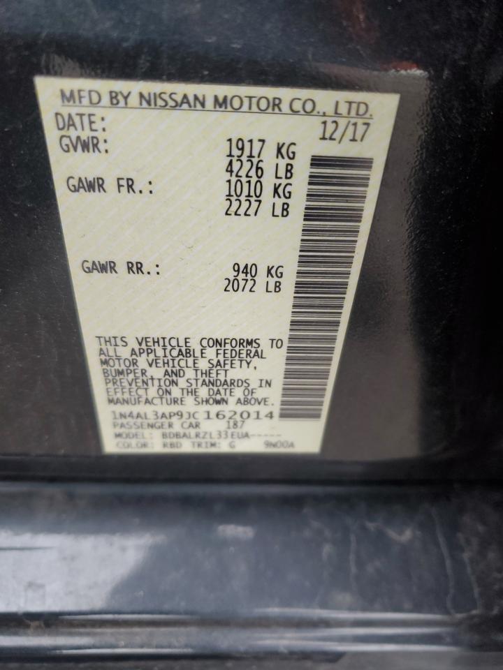 2018 Nissan Altima VIN 1N4AL3AP9JC162014 Copart auction photo, rear end damage thumbnail 13