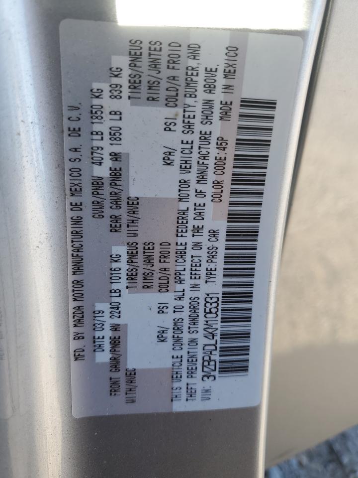 2019 Mazda 3 VIN 3MZBPADL4KM105331 Copart auction photo, mechanical / front end damage thumbnail 12