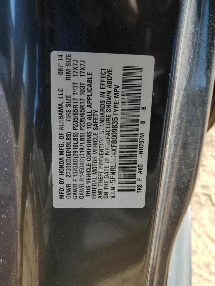 2015 Honda Odyssey VIN 5FNRL5H4XFB009835 Copart auction photo, all over damage thumbnail 13