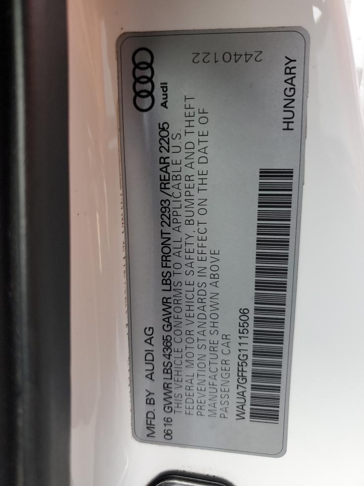 2016 Audi A3 VIN WAUA7GFF5G1115506 Copart auction photo, front end / undercarriage damage thumbnail 12