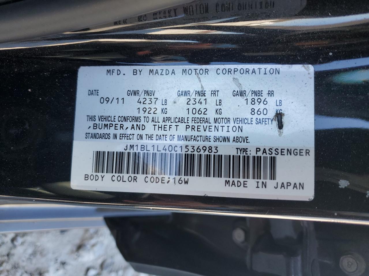 2012 Mazda 3 VIN JM1BL1L40C1536983 Copart auction photo, front end / undercarriage damage thumbnail 13