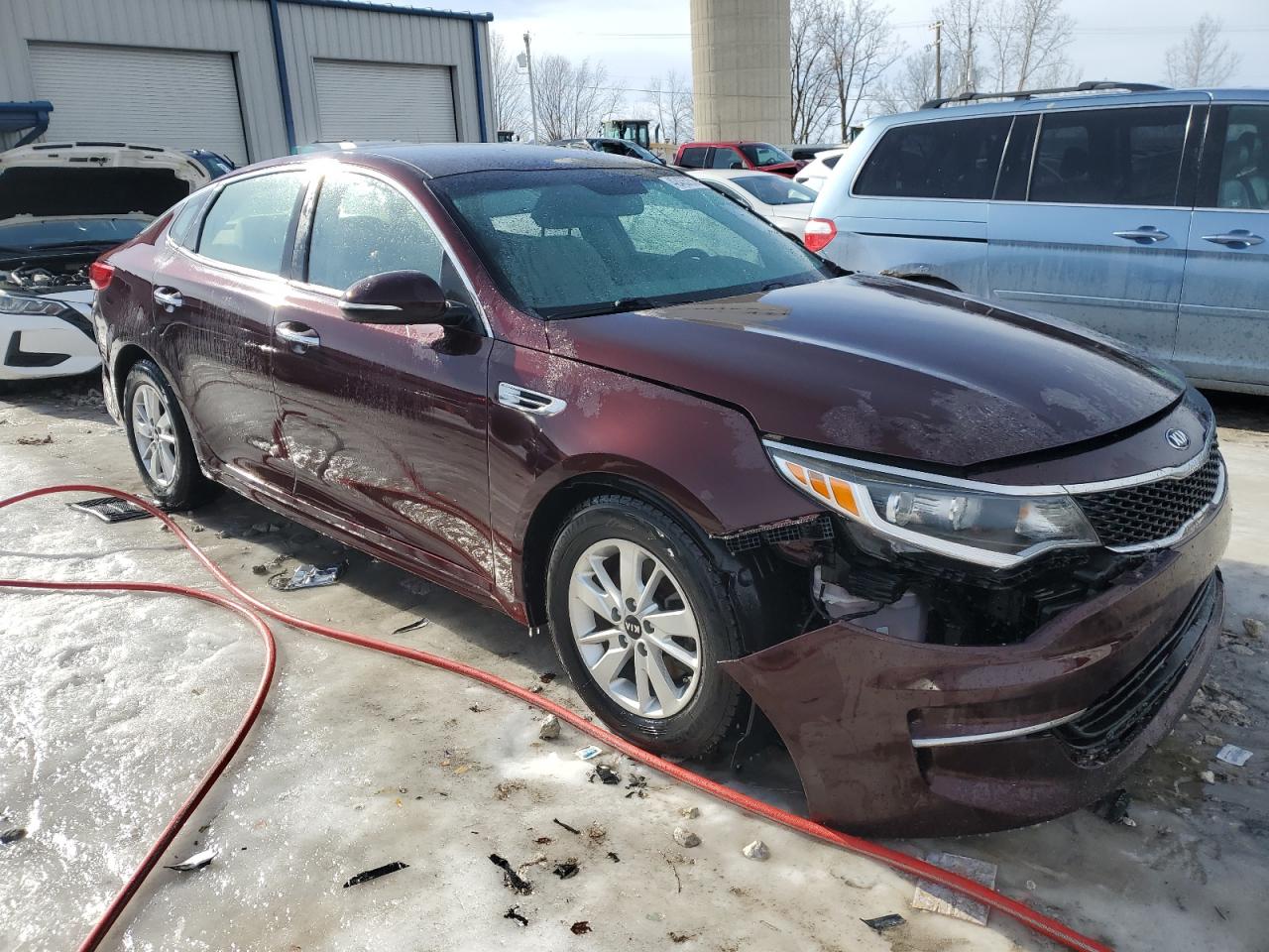 2016 KIA Optima VIN 5XXGT4L32GG074208 Copart auction photo, front end / side damage thumbnail 4
