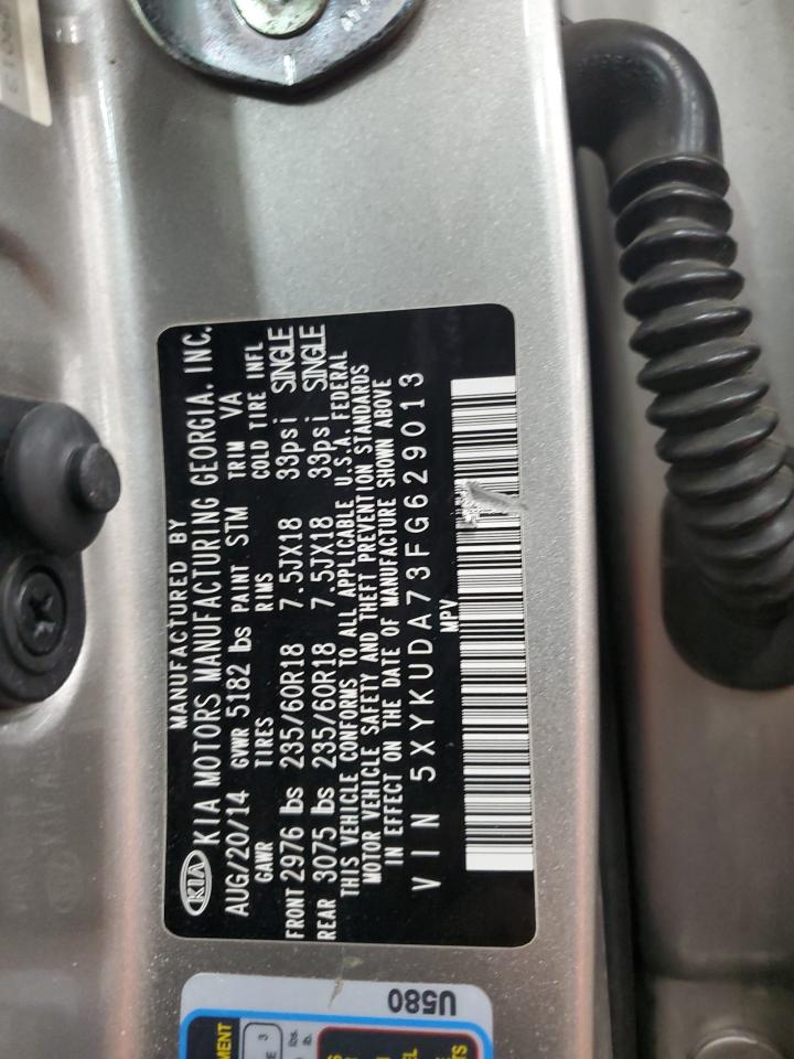 2015 KIA Sorento VIN 5XYKUDA73FG629013 Copart auction photo, front end / rear end damage thumbnail 15