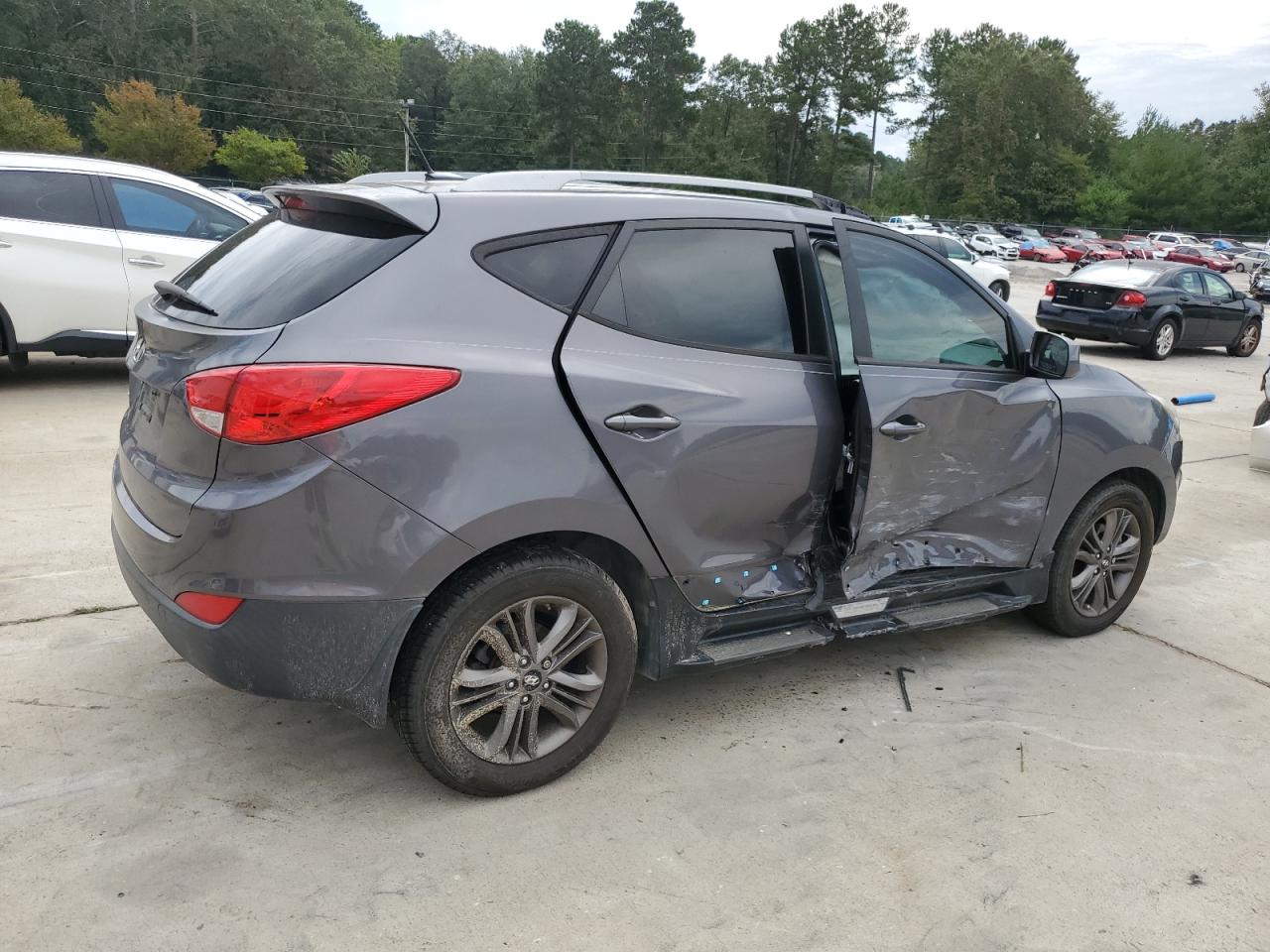 2014 Hyundai Tucson VIN KM8JU3AGXEU853040 Copart auction photo, all over damage thumbnail 3