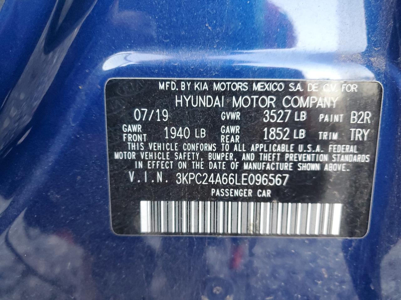 2020 Hyundai Accent VIN 3KPC24A66LE096567 Copart auction photo, front end damage thumbnail 12